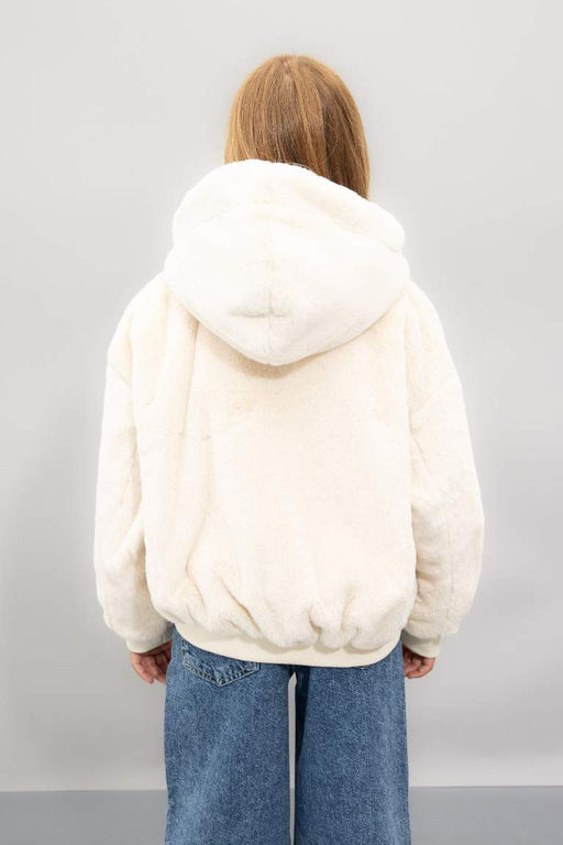 Двустороннее пальто с капюшоном для девочек - Defacto фото 6