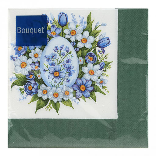 Салфетки бумажные Bouquet 33х33см, 3-х слойные, 20 штук в упаковке, 100% целлюлоза, Пасхальная открытка. Яйцо (Россия)  фото 2