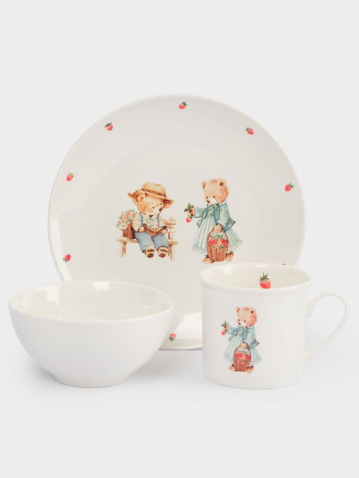 Набор посуды, детский, 1 перс, 3 пр, фарфор N, белый, Мишки, Teddy bear - Anna lafarg фото 14