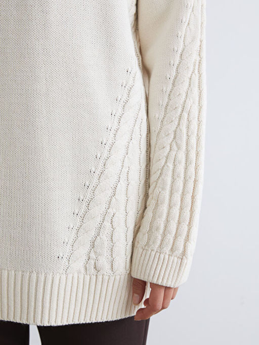 Bisiklet Yaka Kendinden Desenli Kad?n Triko Tunik