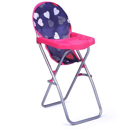 Кукольный набор (коляска, манеж, сумка, стульчик), цвет сердце на черном