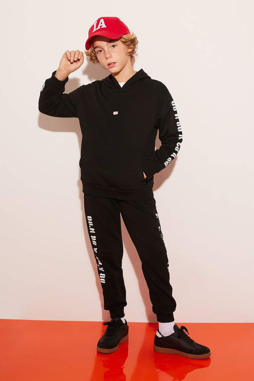 Толстовка оверсайз с капюшоном и принтом герба для мальчиков - Defacto фото 2