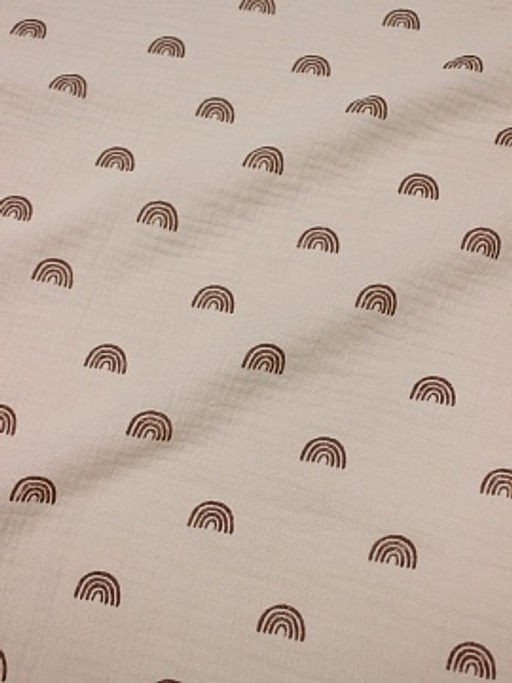 Муслин двухслойный с эф.жатости Радуга-дуга цв.бежево-молочный, СОРТ2, ш.1.43м, хлопок-100%