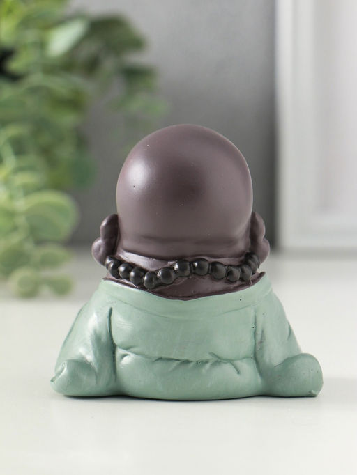 Сувенир полистоун "Маленький будда - Абхайя-мудра" зелёно-коричневый 8х6х6 см