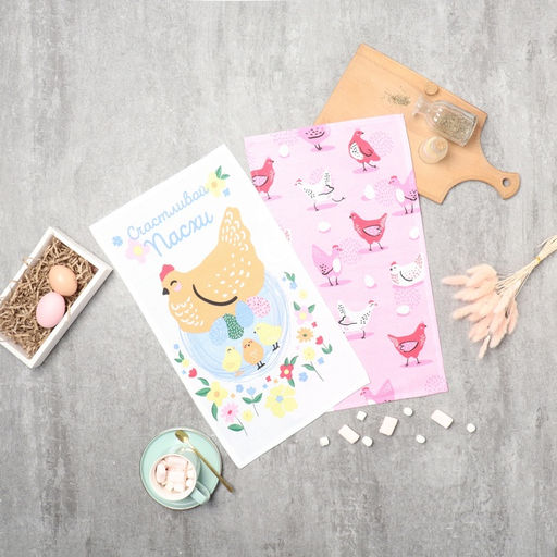 Набор кух. полотенец Доляна Счастливой пасхи 2 шт, 28х46 см, рогожка, 100% хл, 160г/м2  фото 9