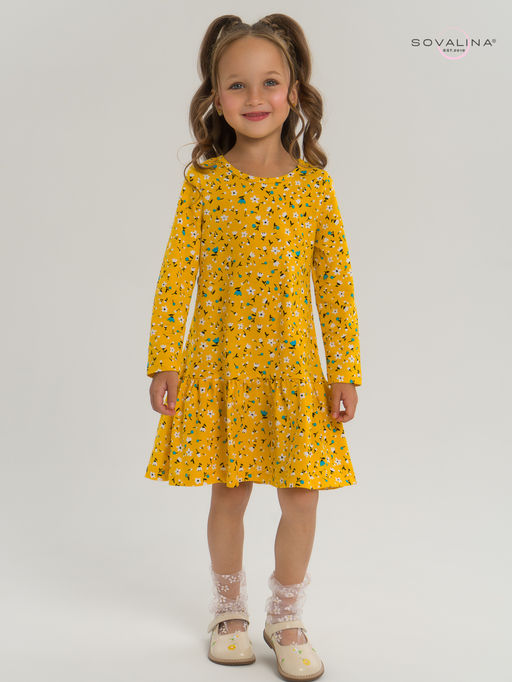 Платье Алиса дл/р цветы на горчице - Sovalina фото 11