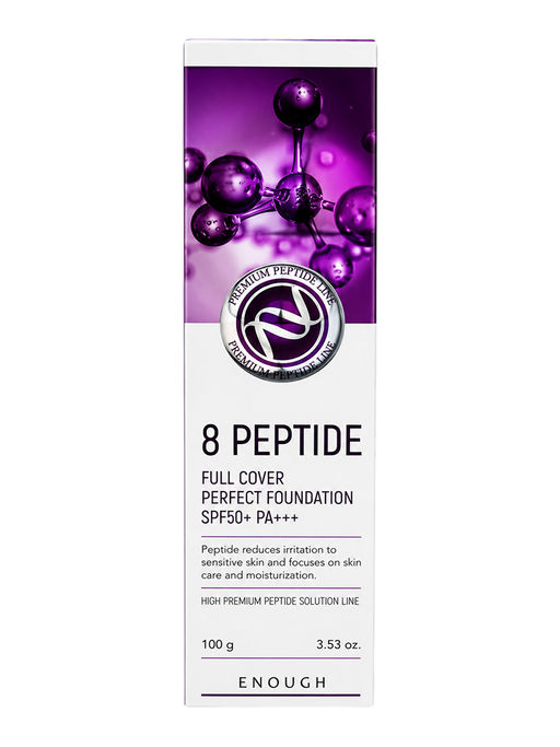Enough Тональная основа для лица с комплексом из 8 пептидов / 8 Peptide Full Cover Perfect Foundation SPF50+ PA+++, №23, бежевый, 100 г