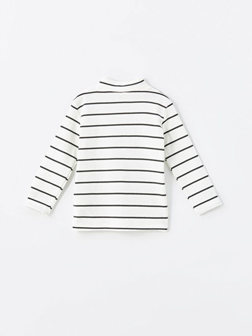 Yar?m Bal?k?? Yaka Uzun Kollu ?izgili Erkek Bebek Ti??rt - Waikiki фото 3