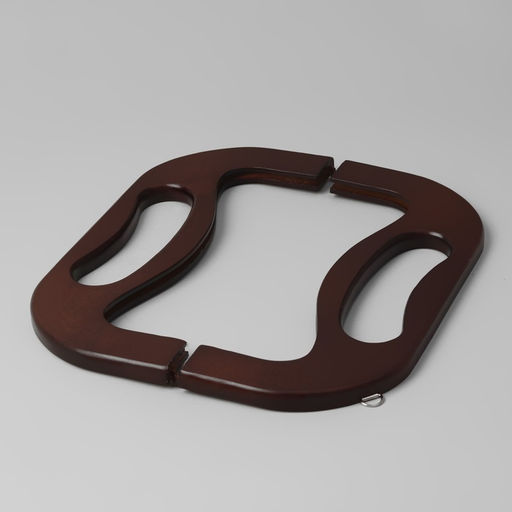 Ручка-фермуар для сумки, деревянная, на магнитах, с креплением, 27×12×2.5 см, коричневая