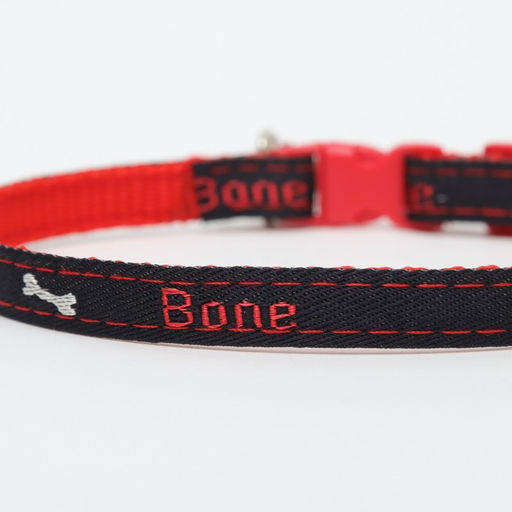 Ошейник Джинс полиэстер с бубенчиком, 34 х 1 см, черно-красный - Пижон фото 3
