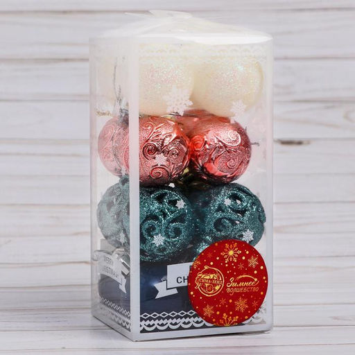 Ёлочные игрушки Торжество, шары новогодние, набор 16 шт., d=4 см, МИКС - Зимнее волшебство фото 2
