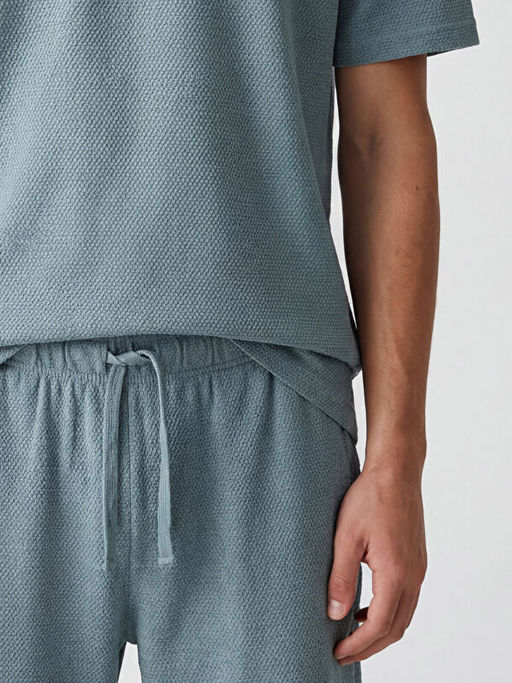 Standart Kal?p Florida Bask?l? Erkek ?ortlu Pijama Tak?m?