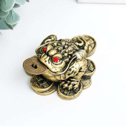 Нэцкэ фигурка «Жаба на монетах», под бронзу, 4×7×5.5 см