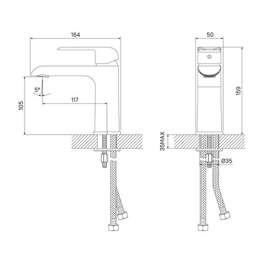 Смеситель для умывальника, белый/хром, Calipso, IDDIS, CALSB00i01  фото 4