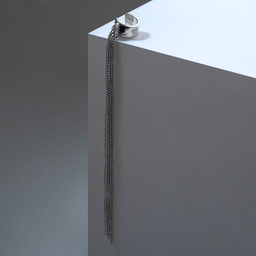 Серьга Кафф 4 цепочки, цвет серебро - Queen fair фото 2