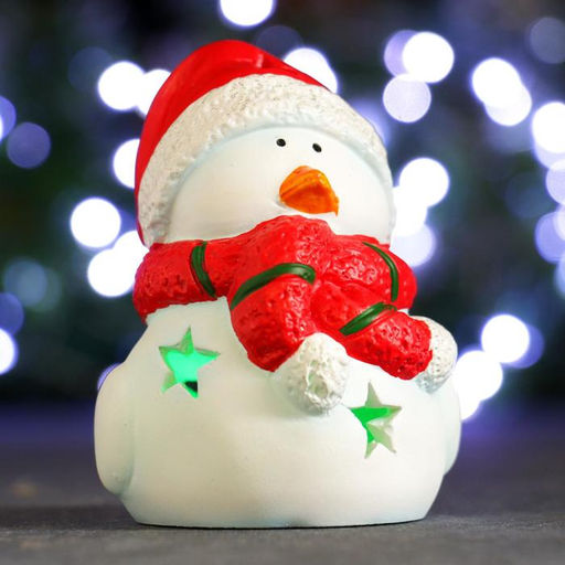 Фигура с подсветкой "Птичка в шарфике и шапке" красная, 9х7х10см