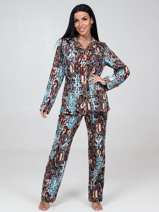 667 ПИЖАМНЫЙ ЖЕНСКИЙ КОСТЮМ (брюки) (Коричневый (змея)) - А-дина фото 2