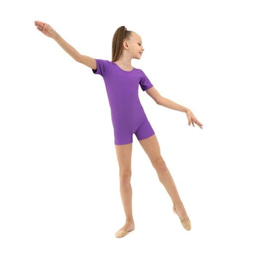 Купальник гимнастический Grace Dance, с шортами, с коротким рукавом, р. 34, цвет фиолетовый  фото 4