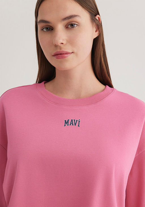 Mavi Logo Bask?l? Pembe Crop Tisort  фото 5