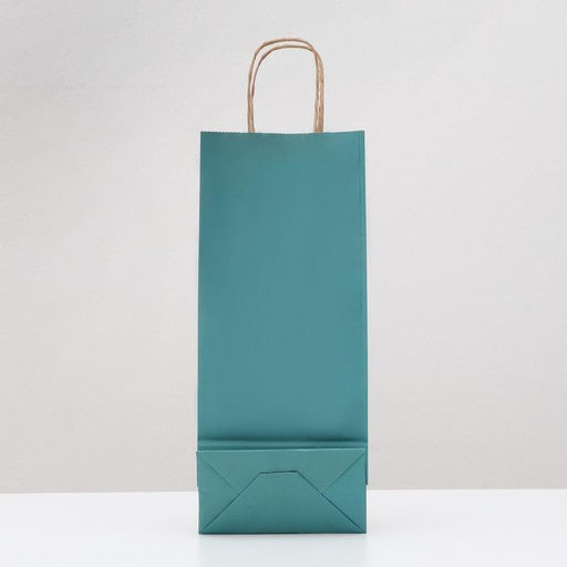 Цена за 10 шт. Пакет под бутылку крафтовый Лазурный, 14 х 8 х 32 см - Simaland фото 2