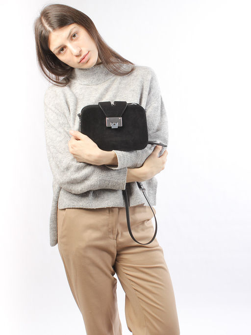 LACCOMA сумка Y2116F-черный натуральная замша, натуральная кожа хлопок фото 4