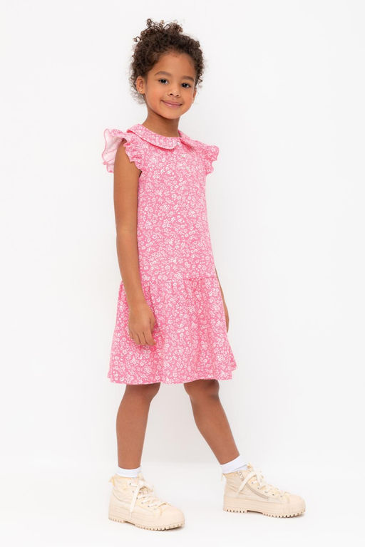 Crockid _ КР 5928-1/неоновый розовый,цветочки к555 платье для дев  фото 9