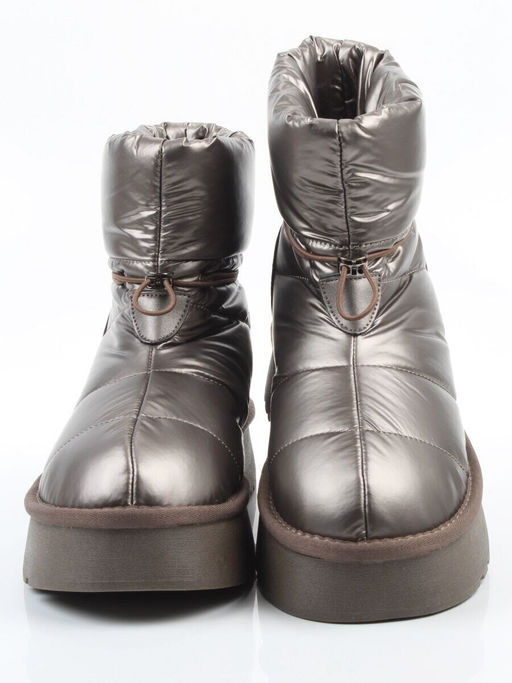 04-WA003-3M GRAY/BRONZE Ботинки зимние женские (натуральная кожа, курточная ткань, 100% шерсть)