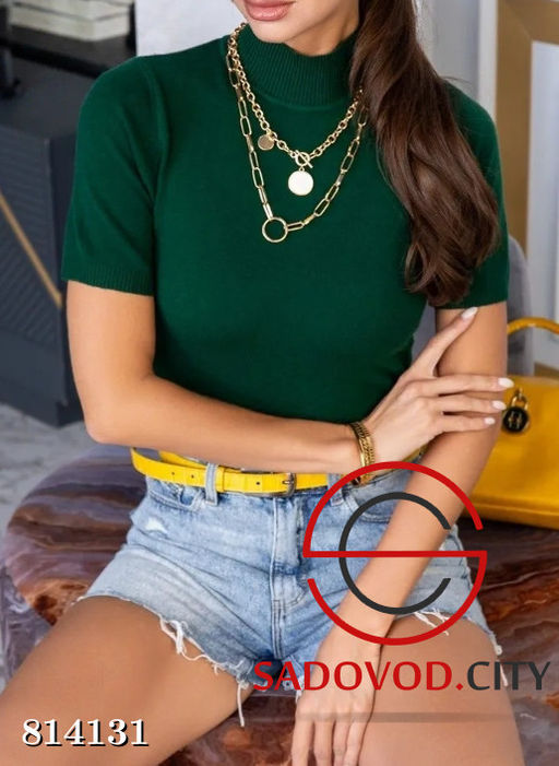 Водолазка однотонная с коротким рукавом - Bruno фото 4