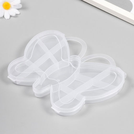 Шкатулка пластик для мелочей Бабочка прозрачная 13 отделений 14х18,5х2,5 см - Simaland фото 2