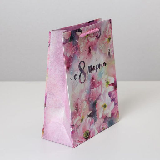 Цена за 2 шт. Пакет подарочный ламинированный, упаковка, С 8 марта, MS 18?23?8 см