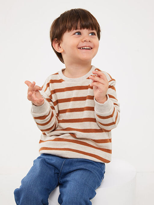 Bisiklet Yaka Uzun Kollu ?izgili Erkek Bebek Sweatshirt - Waikiki фото 2