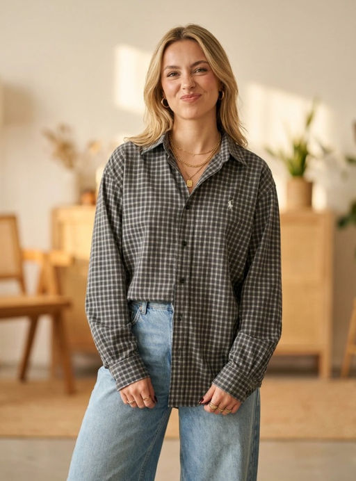 K13516 Рубашка OVER SIZE (хлопок) ГРАФИТ