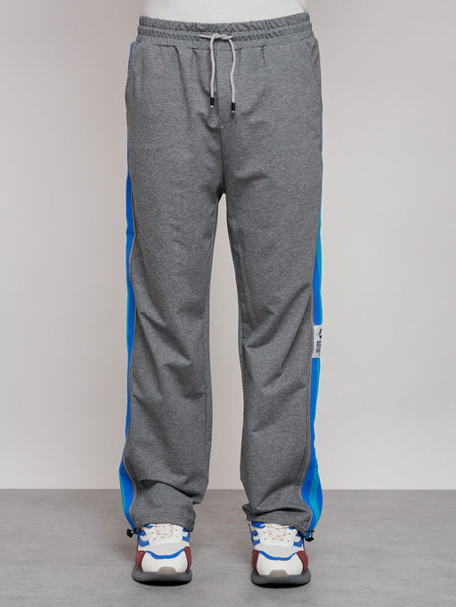 Широкие спортивные штаны трикотажные мужские серого цвета 12903Sr - Mtforce фото 6