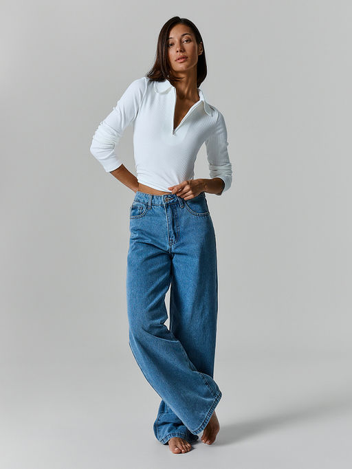 Джинсы Wide leg fit женские синие - Mark formelle фото 4