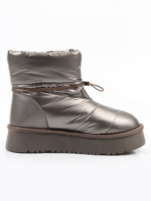 04-WA003-3M GRAY/BRONZE Ботинки зимние женские (натуральная кожа, курточная ткань, 100% шерсть)