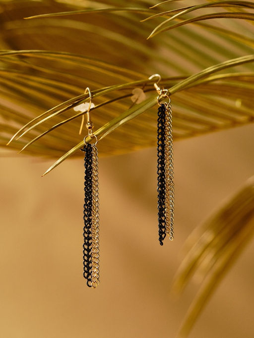 Набор 2 предмета: серьги, бусы Унисон прямоугольники, чёрный в золоте, 80 см