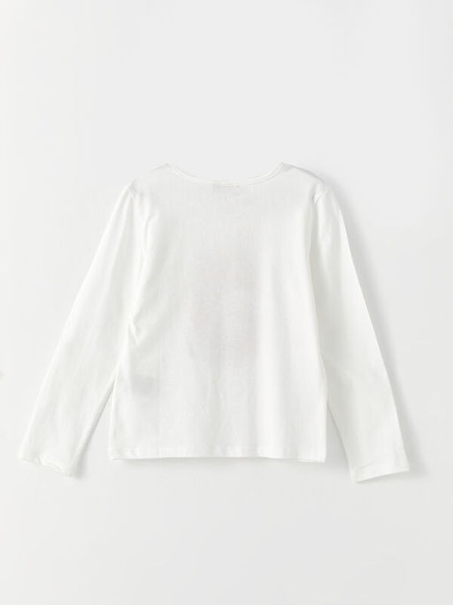 Bisiklet Yaka Bask?l? Uzun Kollu Pamuklu K?z ?ocuk Ti??rt - Waikiki фото 2