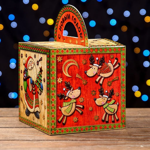 Цена за 5 шт. Подарочная коробка Дед Мороз, 14 х 14 х 14 см - Simaland фото 5