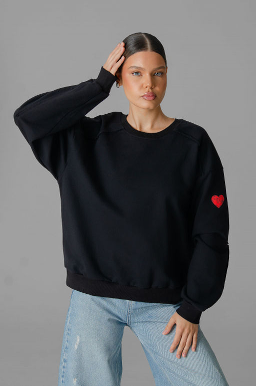 Арт. 15125 Свитшот женский Матрешка оверсайз 44-50 (4 шт) Цвет:черный - Калинка фото 29