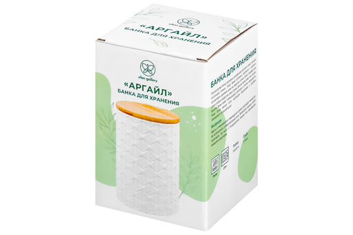 Банка д/хранения 1,1 л 11*11*16 см Аргайл + бамбук.крышка с силикон. упл, белый перламутр, доломит - Elan gallery фото 4