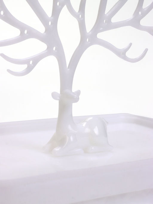 Шкатулка для украшений «Олень», 2 яруса, квадратная подставка,17×11×24.8 см, белая