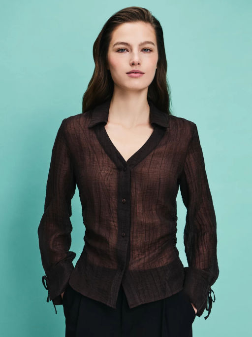 Приталенная блуза из тенселя / Zarina фото 6