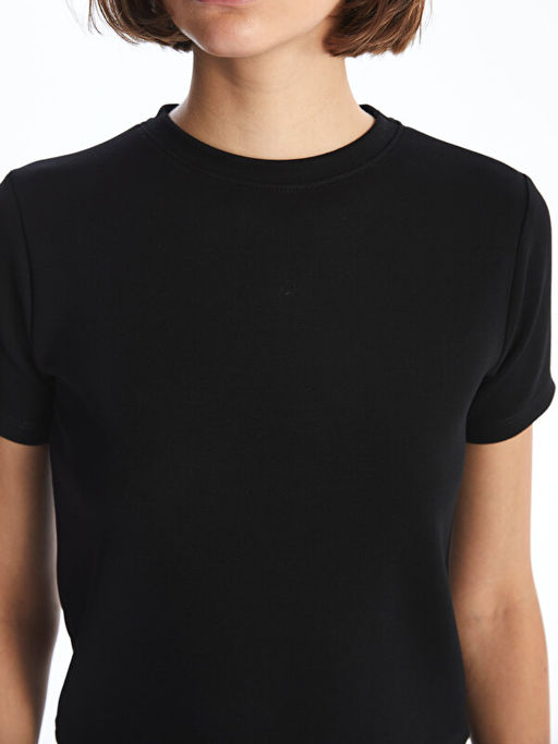 Bisiklet Yaka D?z K?sa Kollu Kad?n Ti??rt