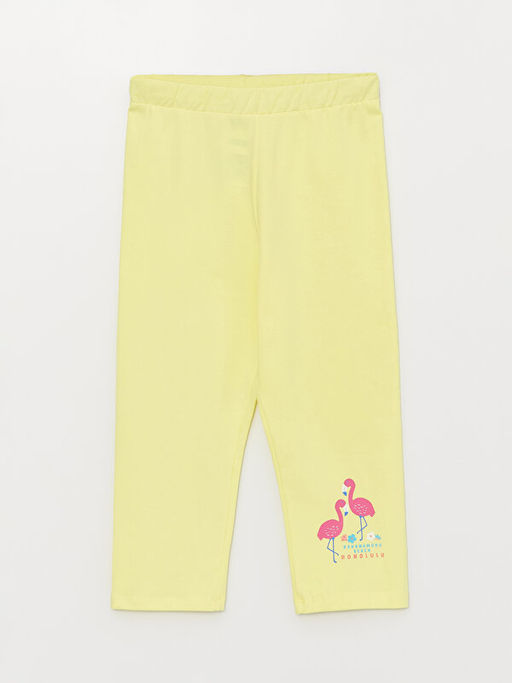 Bisiklet Yaka Bask?l? K?sa Kollu K?z ?ocuk Ti??rt ve Tayt - Waikiki фото 3