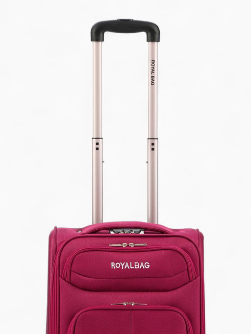 Чемодан на колёсах Royalbag маленький 46 л (S), на молнии, с увеличением, кодовый замок, 4 колеса, розовый