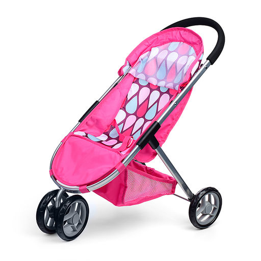 Коляска для кукол металлическая, складная, 3-х колесная, с козырьком, в пакете