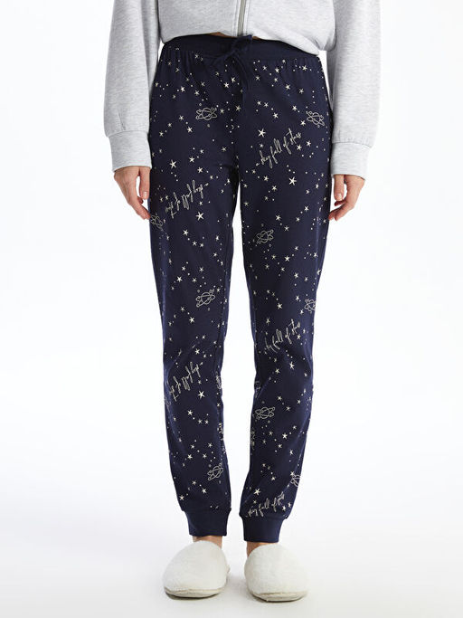 Beli Lastikli Bask?l? Kad?n Pijama Alt