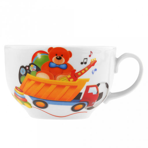 Чашка чайная фарфоровая "Любимые игрушки" 210мл, д8,5см, h6см, форма "Янтарь", с блюдцем д14см (Россия)