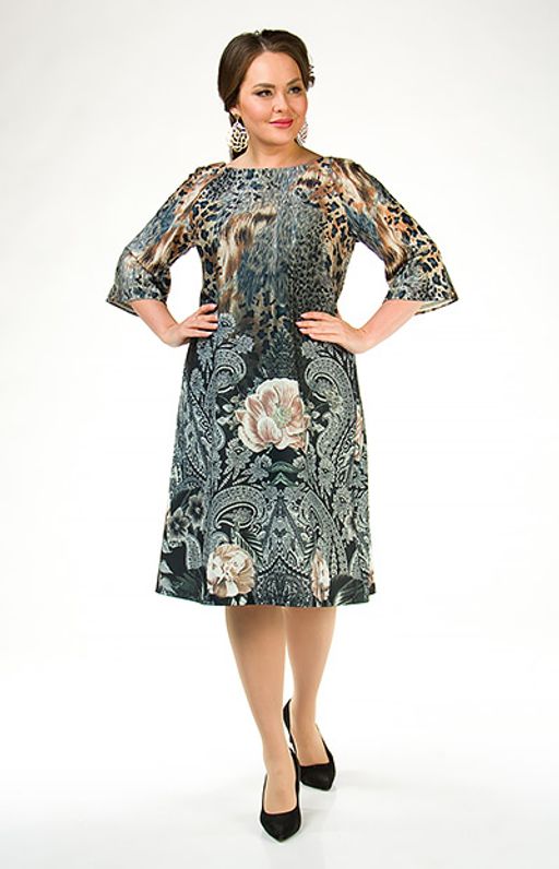 Платье с эффектным узором  леопард и цветы - Ckc collections фото 5