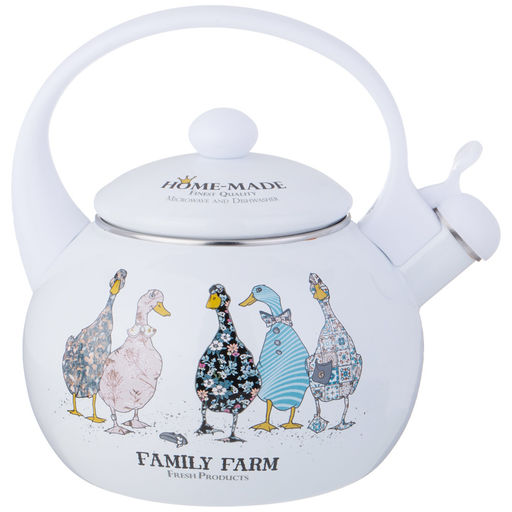 Чайник Agness Family Farm эмалированный со свистком 2,2 л индукционное дно  фото 4